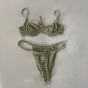 PacSun Eco Green Coral Bikini Bottom (M) and Bikini Top (S)